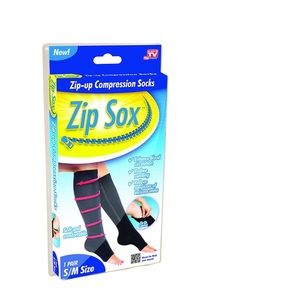 Zip Sox Compression Sock, One Pair, S/M, Black